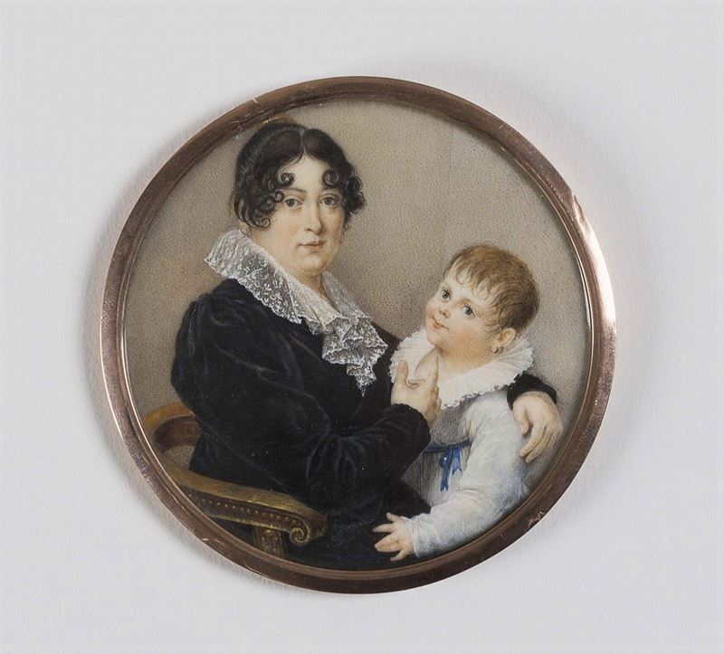 Scuola Francese del XIX secolo Madre con bambino  - Auction Fine Art Selection - Cambi Casa d'Aste
