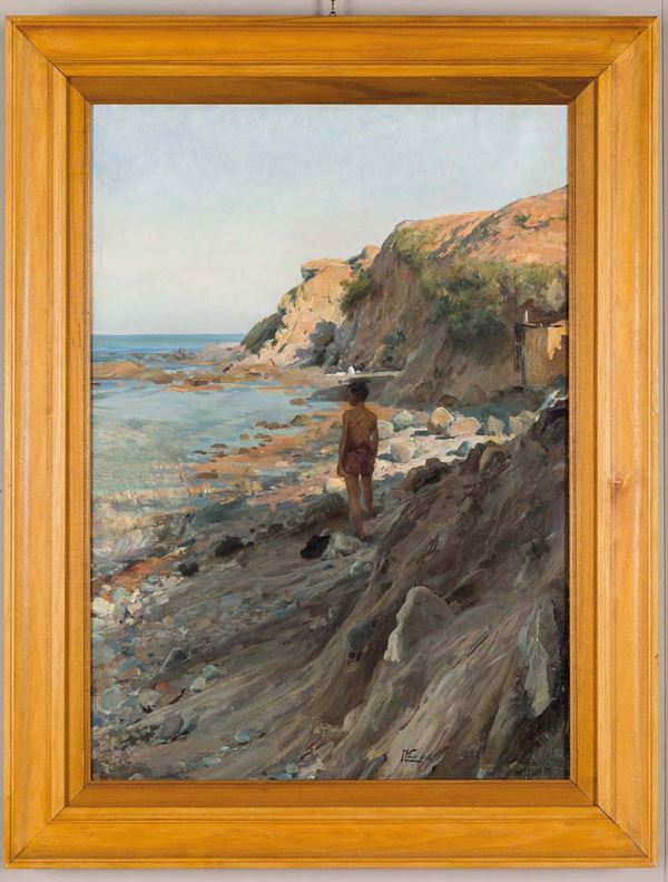 Ruggero Focardi (1864-1934) Spiaggia a Castiglioncello