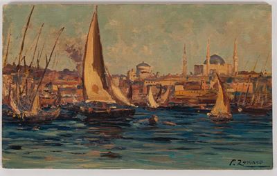 Fausto Zonaro (1854-1929)veduta di Istanbul