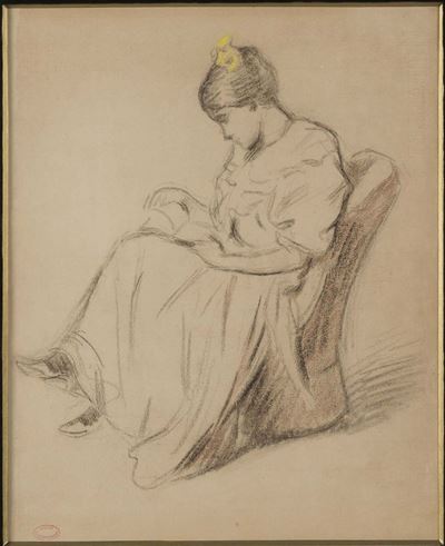 Federico Zandomeneghi (1841-1917)fanciulla che Legge