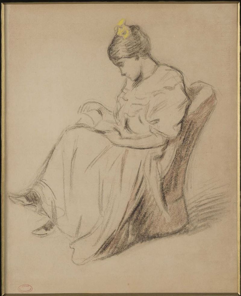 Federico Zandomeneghi (1841-1917) Fanciulla che legge  - Asta Fine Art Selection - Cambi Casa d'Aste