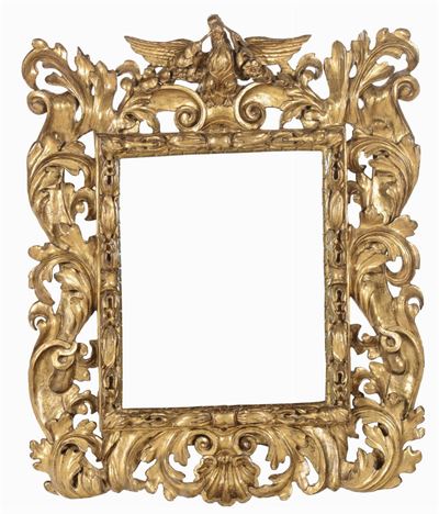 Grande Specchiera con Cornice in Legno Intagliato e Dorato, XVIII Secolo