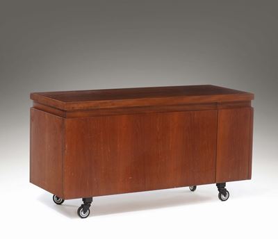 Mobile Bar in Teak con Interni in Vetro e Vetro Specchiato. Prod. Italia, 1960 Ca.