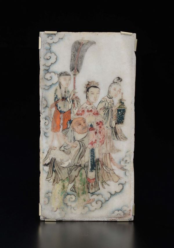 A marble plaque depicting Guanyin, China, 20th century