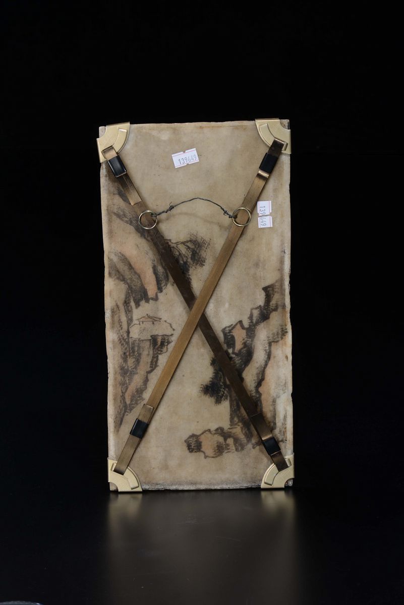 Placca in Marmo Dipinto con Raffigurazione di Guanyin, Cina, XX Secolo