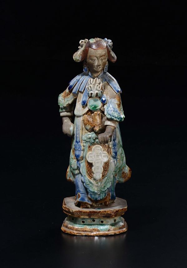 A painted pottery figure of peasant, China, Qing Dynasty, 19th-20th century