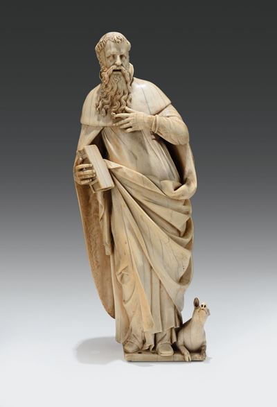 Importante Scultura in Avorio Raffigurante S.antonio Abate. Artista Italiano o D’oltralpe Operant...
