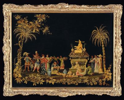 Placca Laccata a Cineserie, Francia o Nord Italia XVII-XVIII Secolo