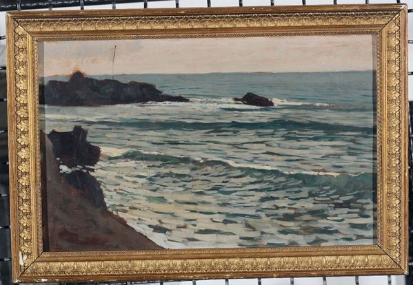 Giuseppe Sacheri (1863-1950) Veduta costiera