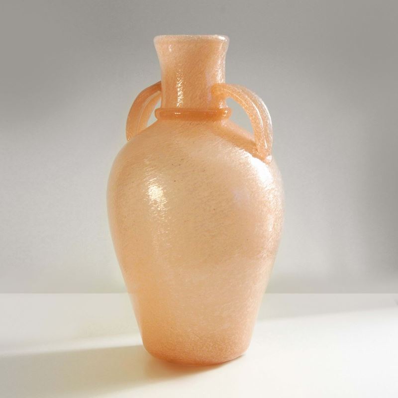 Vaso in vetro pulegoso. Prod. Italia, 1930 ca.  - Auction Design - II - Cambi Casa d'Aste