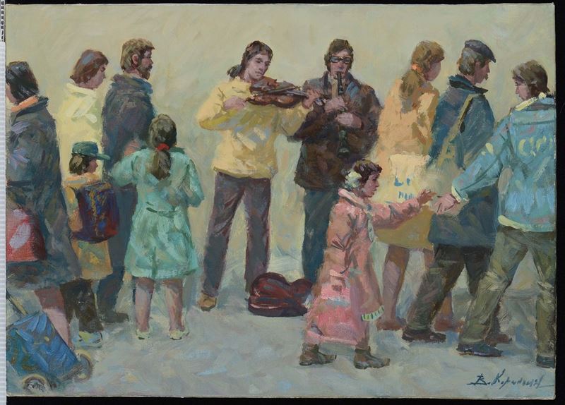 Korcagin Vladislav Ivanovic (1949) Musicisti nel metro, anni 90  - Auction Furnishings from the mansions of the Ercole Marelli heirs and other property - Cambi Casa d'Aste