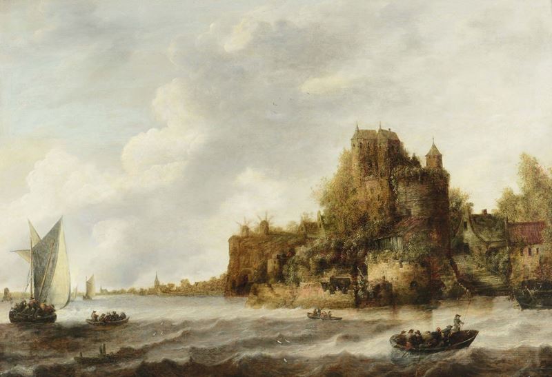 Jan Van Goyen (Leida 1596 - L’Aia 1656), seguace di Paesaggio marino  - Auction Old Masters Paintings - Cambi Casa d'Aste