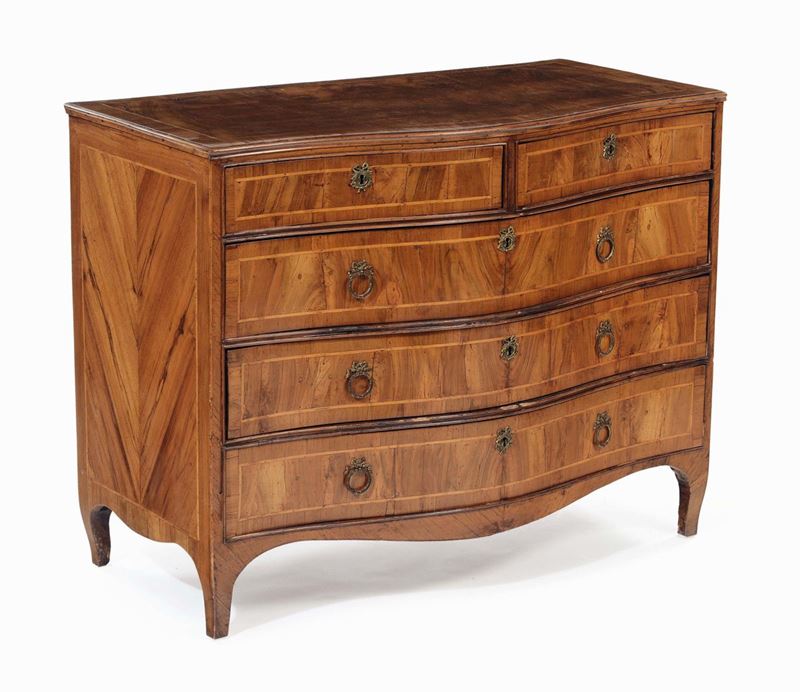 Cassettone interamente lastronato, fine XVIII secolo  - Asta Arredi dalle dimore degli eredi Ercole Marelli e altre provenienze - Cambi Casa d'Aste