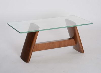 Tavolino Decò con Piano in Vetro