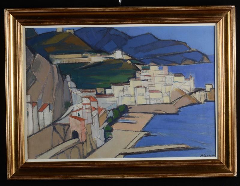 Francesco Menzio (1899-1979), attribuito a Veduta costiera  - Asta Arredi dalle dimore degli eredi Ercole Marelli e altre provenienze - Cambi Casa d'Aste
