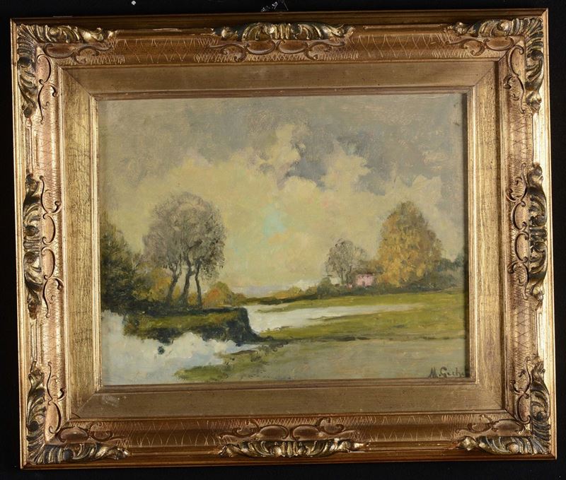 Mario Gachet (1879-1981) Paesaggio  - Asta Arredi dalle dimore degli eredi Ercole Marelli e altre provenienze - Cambi Casa d'Aste
