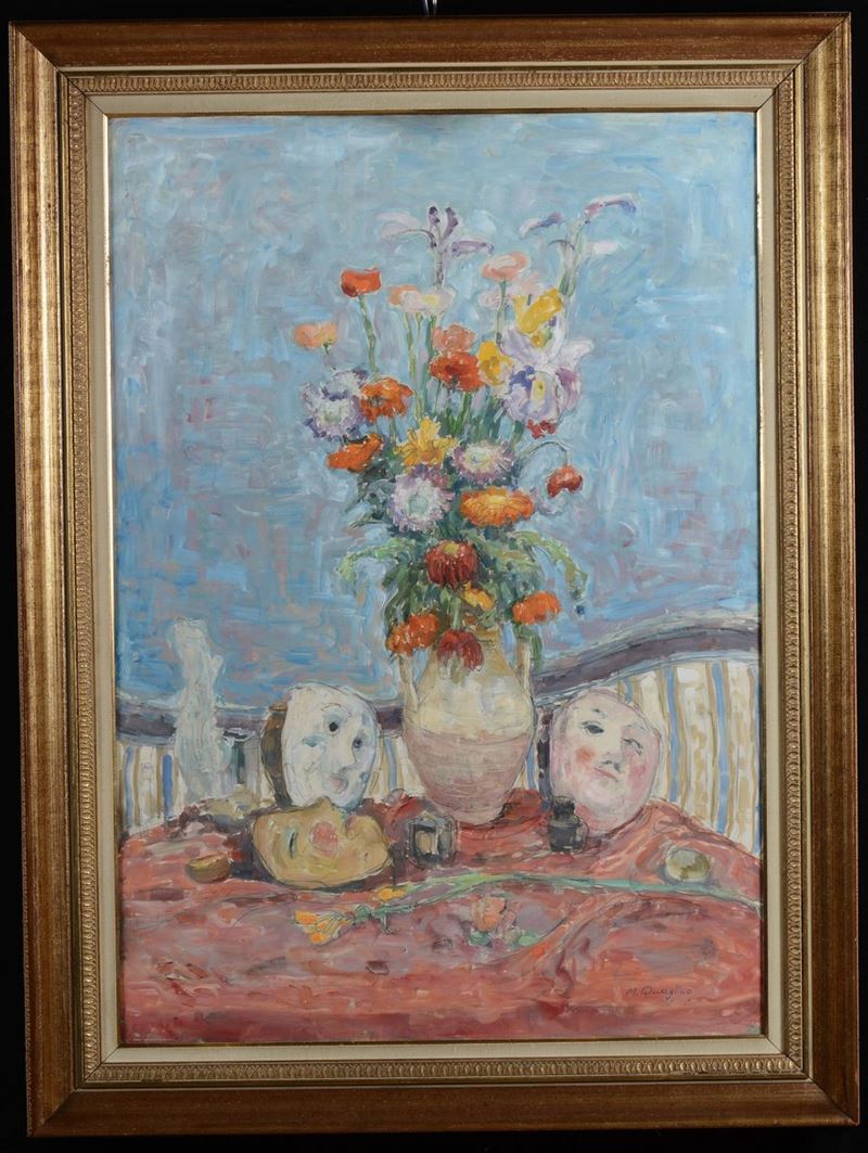 Massimo Quaglino (1899-1982) Natura morta  - Asta Arredi dalle dimore degli eredi Ercole Marelli e altre provenienze - Cambi Casa d'Aste