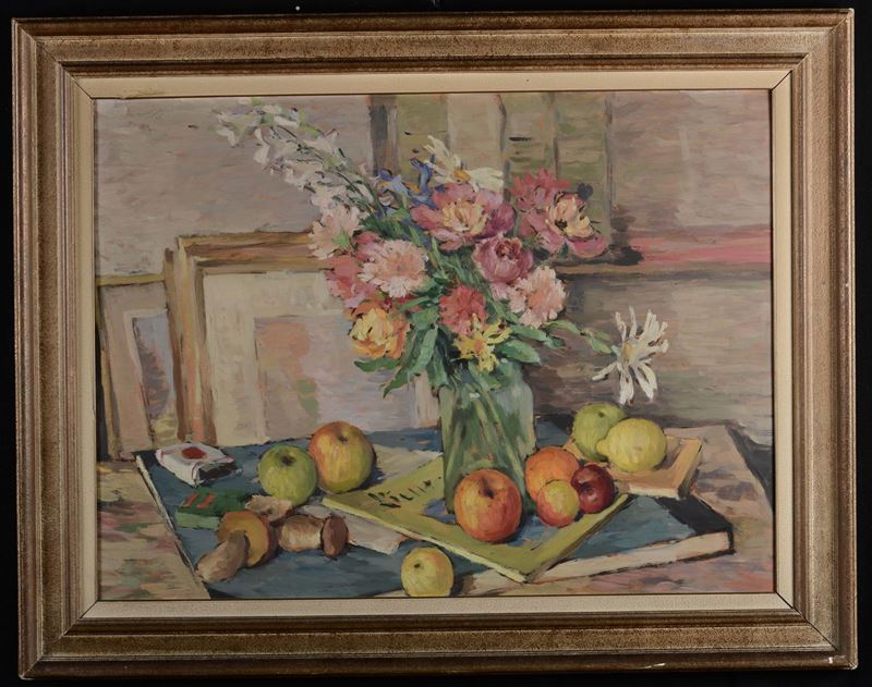 Teonesto Deabate (1898-1981) Natura morta, 1947  - Asta Arredi dalle dimore degli eredi Ercole Marelli e altre provenienze - Cambi Casa d'Aste