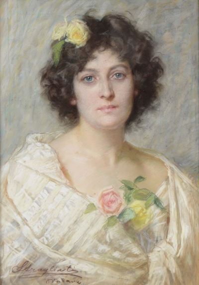 Carlo Stragliati (milano 1868-1925)ritratto di Fanciulla