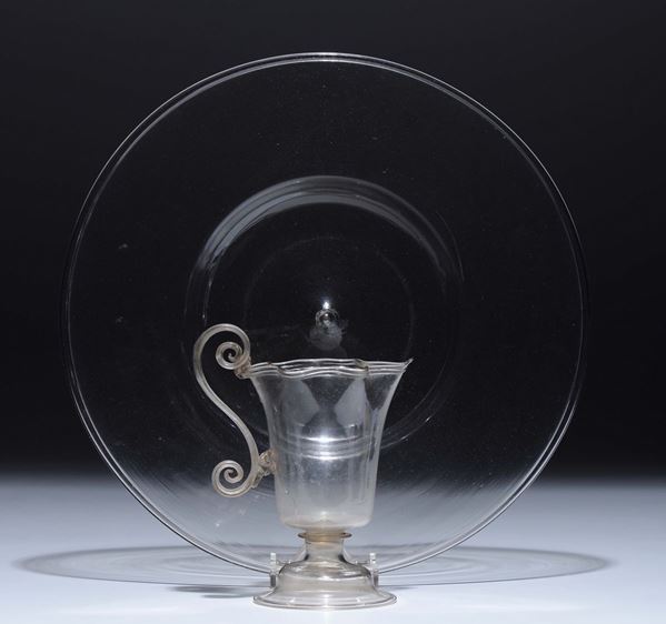 Vassoio e brocca in vetro, fine XVIII secolo
