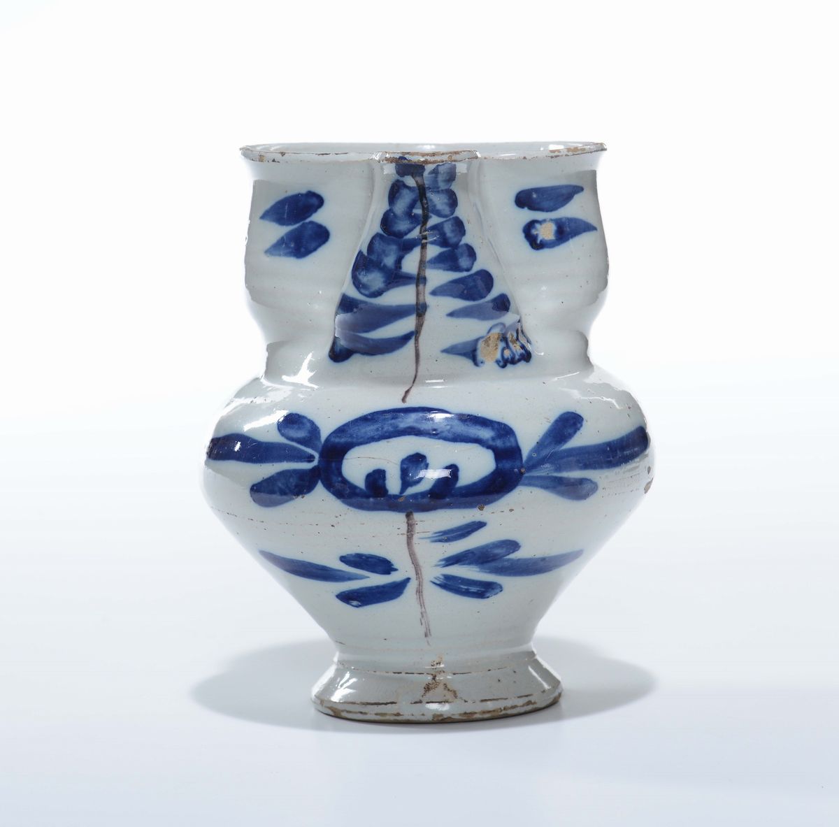 Brocchetta in Maiolica Bianca con Decoro in Blu