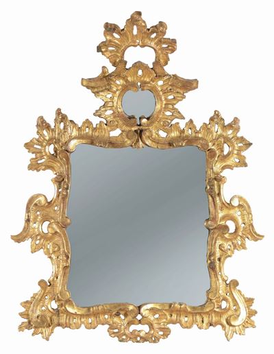Specchiera in Legno Intagliato e Dorato, XVIII Secolo