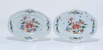 Due Piatti Ovali Doccia, Manifattura Ginori, 1750-1760 Circa