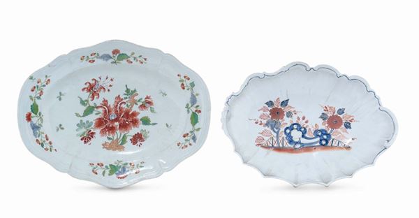 Un piatto ovale e una marescialla Doccia, manifattura Ginori. Piatto 1750-1760 circa, marescialla 1770 circa
