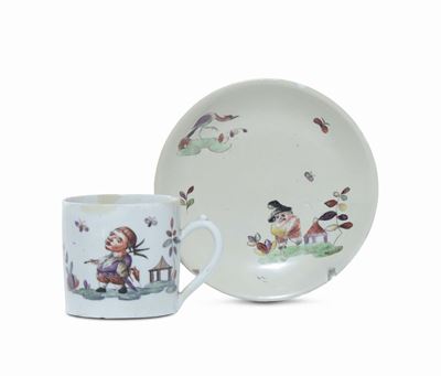Rarissima Tazza con Piattino le Nove, Manifattura di Pasquale Antonibon, 1770 Circa
