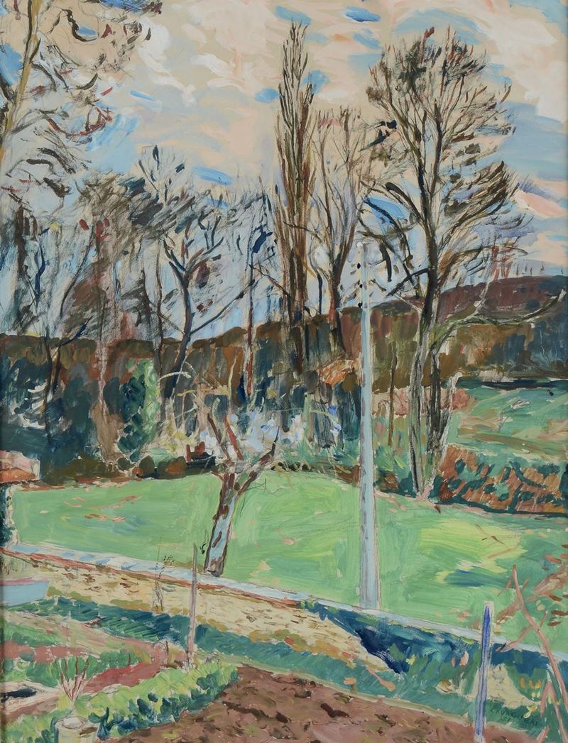 Mario Cavaglieri (1887 - 1969) Paesaggio boschivo  - Asta Dipinti del XIX e XX secolo - Cambi Casa d'Aste