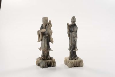 Coppia di Personaggi, Dignitario e Guanyin, Cina