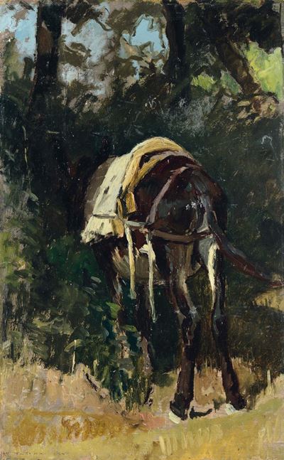 Stefano Bruzzi (piacenza 1835-1911)cavallo di Retro