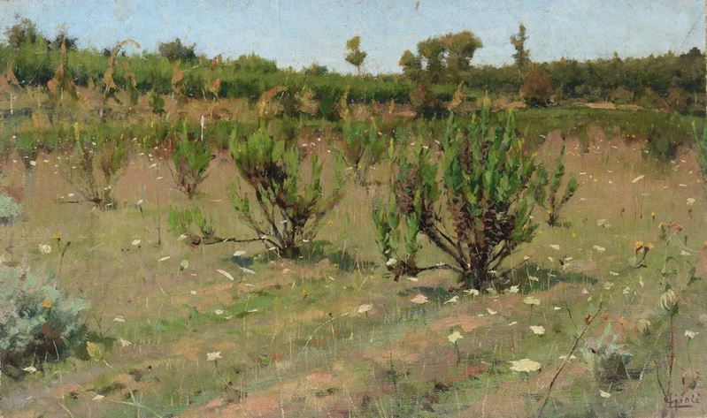 Luigi Gioli (San Frediano a Settimo 1854 - Firenze 1947) Campagna  - Auction 19th and 20th century paintings - Cambi Casa d'Aste