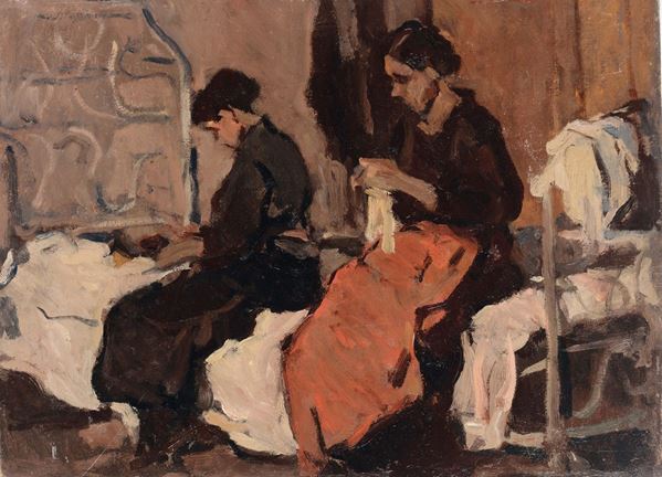 Ludovico Tommasi (Livorno 1866 - Firenze 1941) Dame che cuciono