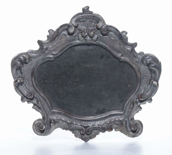 Cartagloria in legno intagliato e argentato con specchio al mercurio, XIX secolo