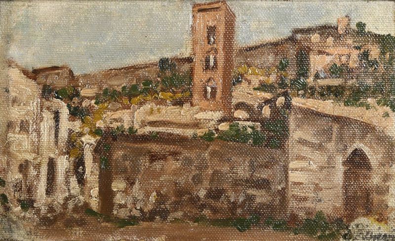 Enrico Reycend (1855-1928) Vecchia Mura di Noli  - Asta Dipinti del XIX e XX secolo - Cambi Casa d'Aste