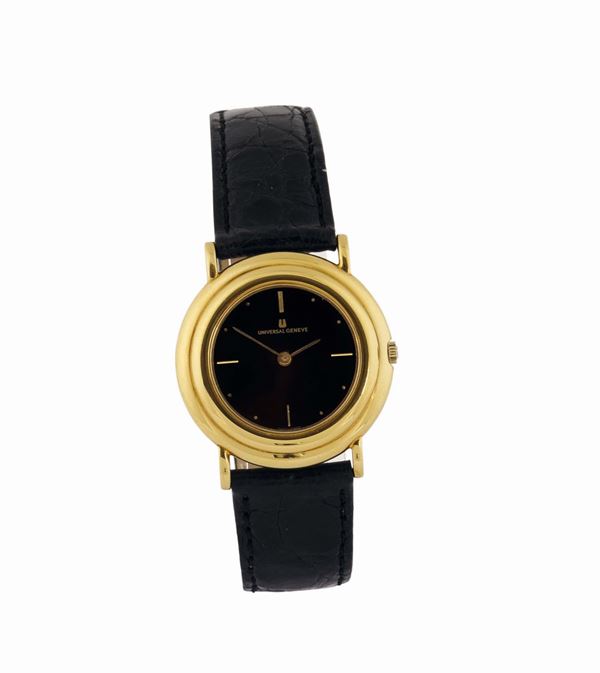 Universal Geneve, case No. 1410T, 18K yellow gold wristwatch. Made in the 1980.