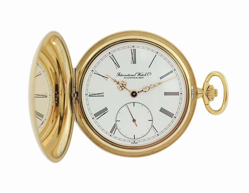 IWC,International Watch Co Schaffhausen”, 18K yellow gold pocket watch. Made in the 1980's. Accompanied by its original box, guarantee and instruction booklet.  - Auction Watches and Pocket Watches - Cambi Casa d'Aste
