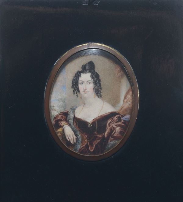 Miniatore inglese del XIX secolo Ritratto di signora