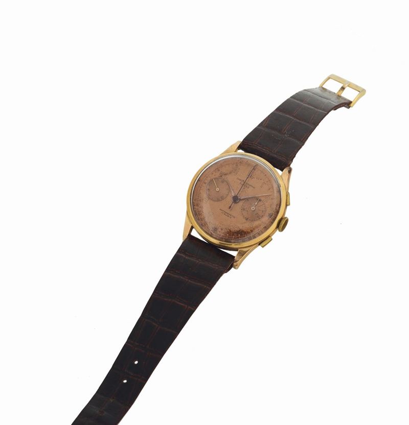 Chronographe Suisse, cronografo in oro giallo 18K. Realizzato nel 1950.  - Asta Orologi da Polso e da Tasca - Cambi Casa d'Aste
