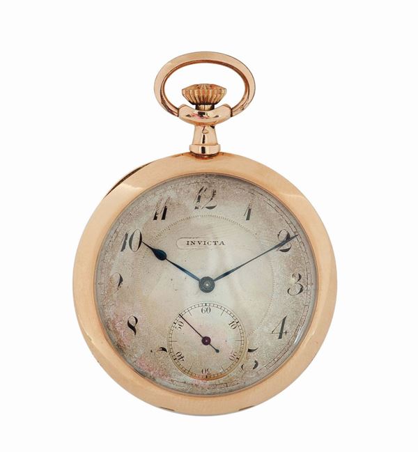 INVICTA, 18K pink gold pocket watch. Made in the 1940's.