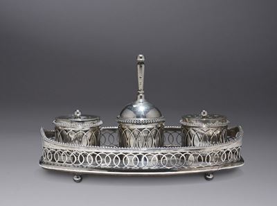 Calamaio in Argento Sbalzato Fuso e Traforato. Argentiere Bernardino Bianchi, Perugia 1801-1811