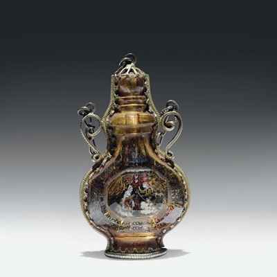 Fiaschetta Reliquairio con Corpo in Cristallo di Rocca Sfaccettato. Italia o Spagna XVI-XVII Seco...