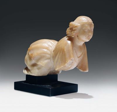 Protome in Alabastro Raffigurante Angelo. Borgogna Fine XIV Secolo