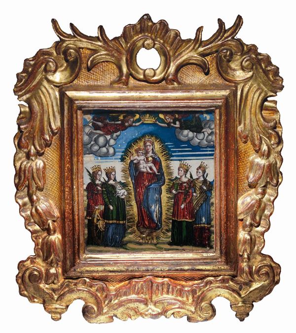 Scuola Veneta del XVII secolo Immacolata concezione con quattro Sante martiri