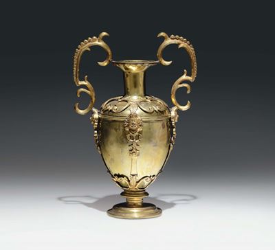 Raro Vaso Portapalme a Forma di Anfora con Struttura a Cerniere in Bronzo e Rame Dorato. Firenze ...