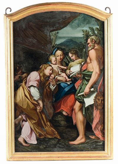 Italia Settentrionale XVIII Secolomadonna con Bambino, Santa San Gerolamo ed Angeli