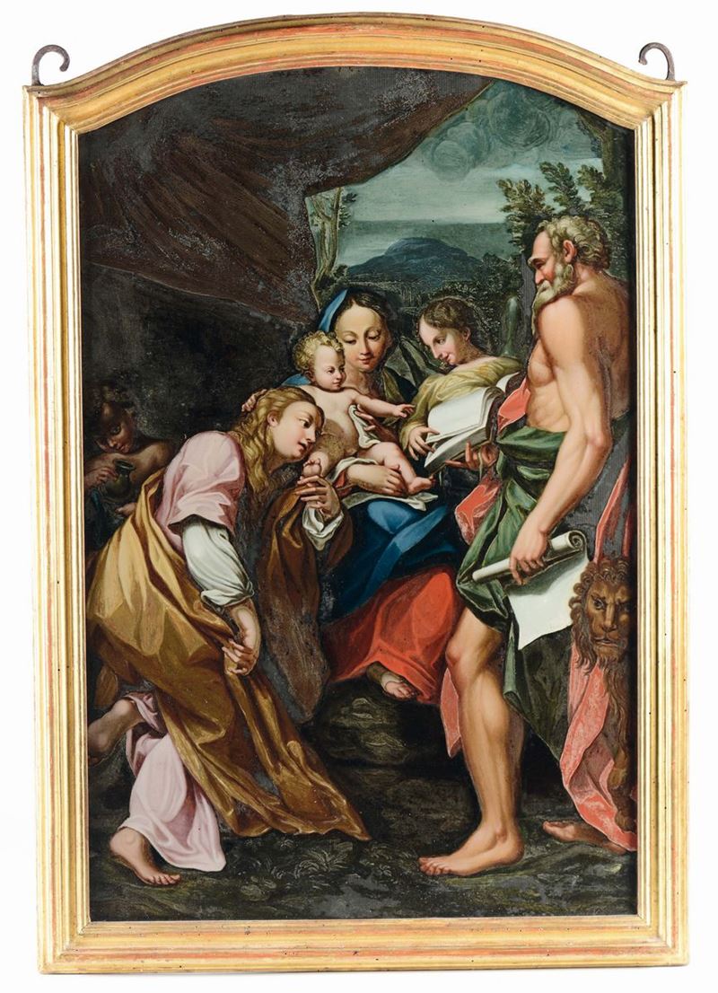 Italia Settentrionale XVIII secolo Madonna con Bambino, Santa San Gerolamo ed Angeli  - Asta Fine Art Selection - Cambi Casa d'Aste