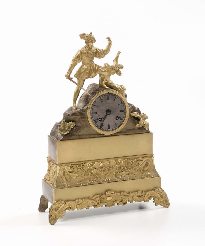 Orologio Luigi Filippo in bronzo dorato, Francia prima metà XIX secolo  - Asta Arredi dalle dimore degli eredi Ercole Marelli e altre provenienze - Cambi Casa d'Aste