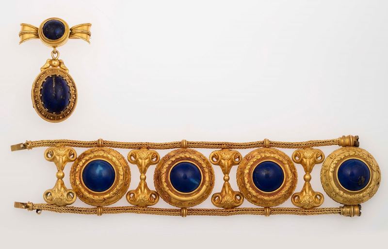 Lapis lazuli and gold demi-parure  - Auction Fine Jewels - II - Cambi Casa d'Aste